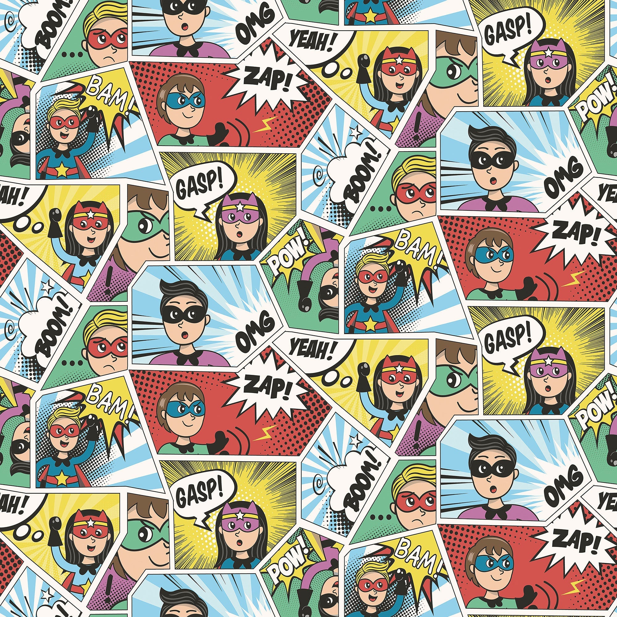 Comics Multi-coloured Kids and Teens Wallpaper by Galerie