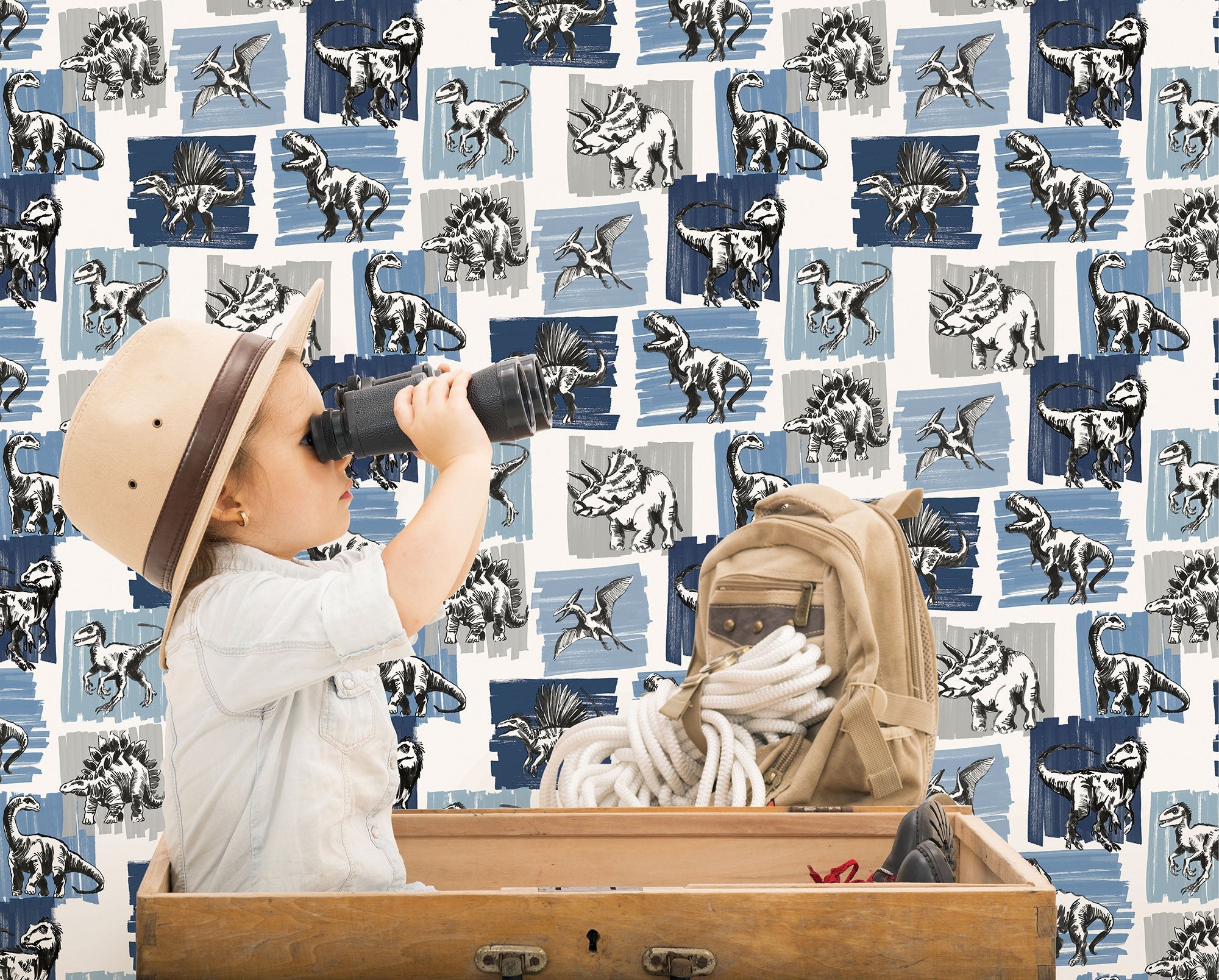 Dinosaurs Blue Kids and Teens Wallpaper by Galerie