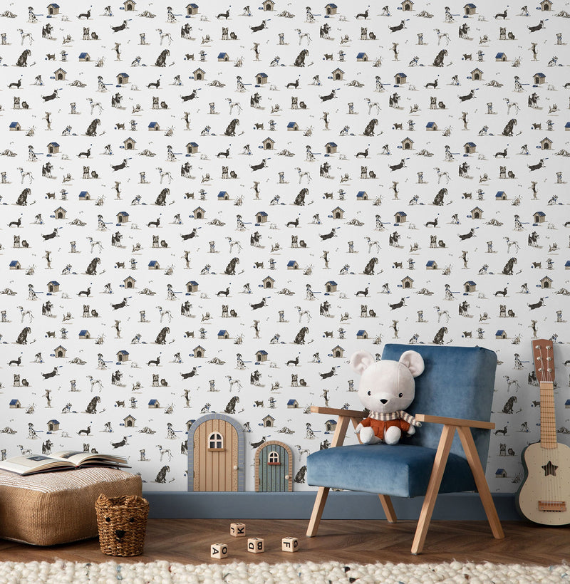 Doggies Beige Kids and Teens Wallpaper by Galerie