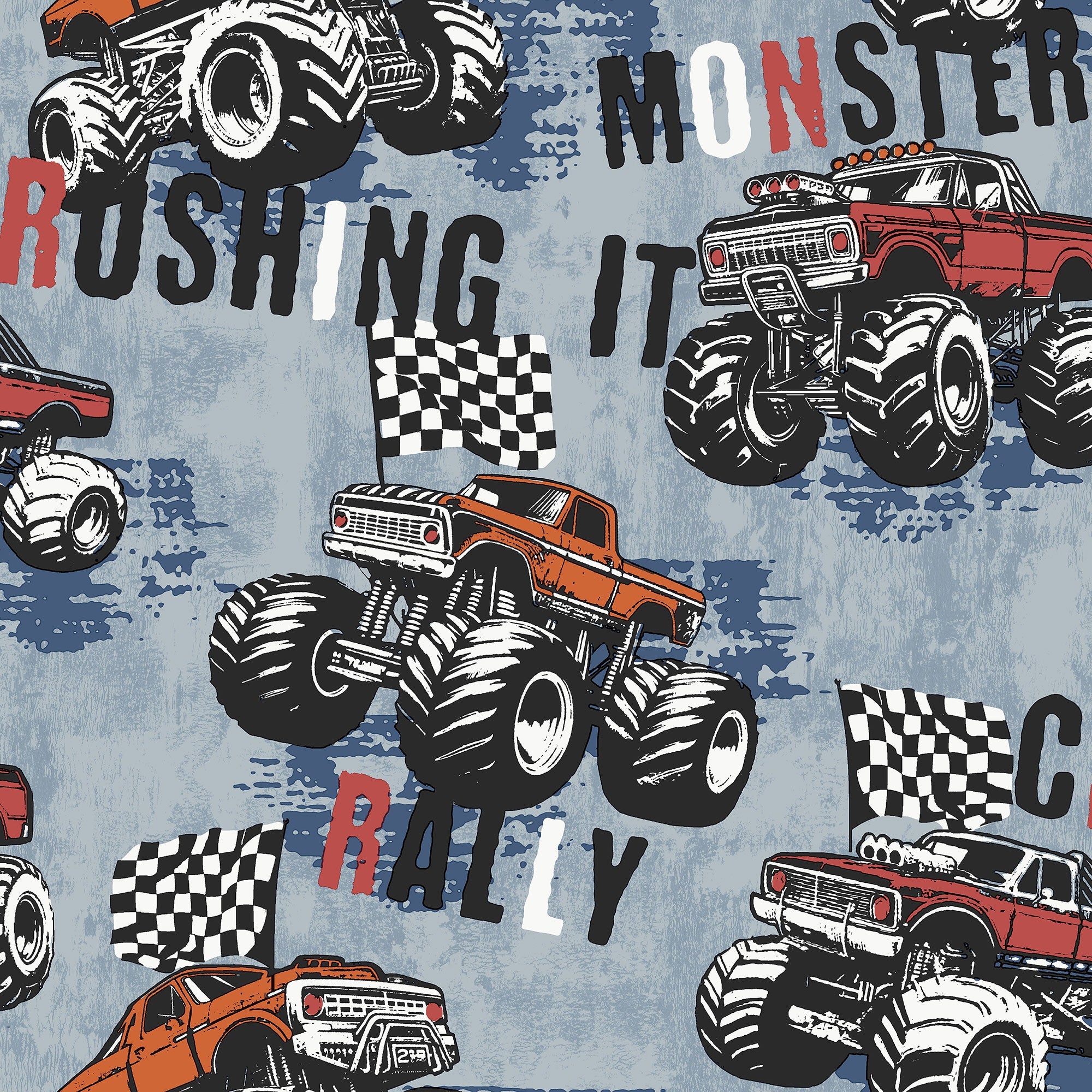 Monster Trucks Blue Kids and Teens Wallpaper by Galerie