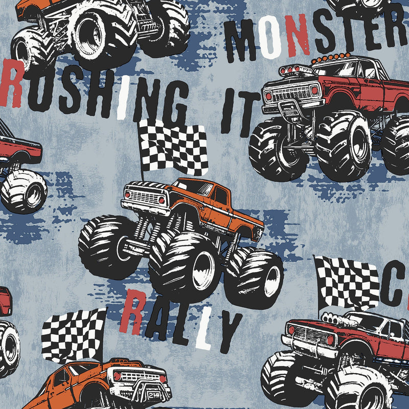Monster Trucks Blue Kids and Teens Wallpaper by Galerie
