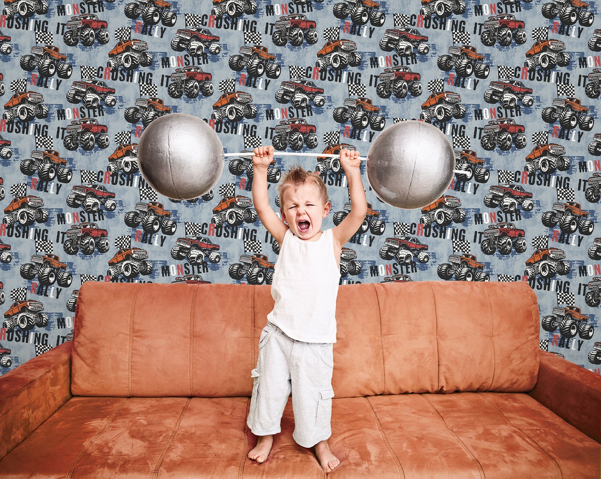 Monster Trucks Blue Kids and Teens Wallpaper by Galerie