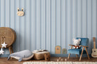 Multi Stripe Blue Kids and Teens Wallpaper by Galerie