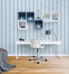 Multi Stripe Blue Kids and Teens Wallpaper by Galerie