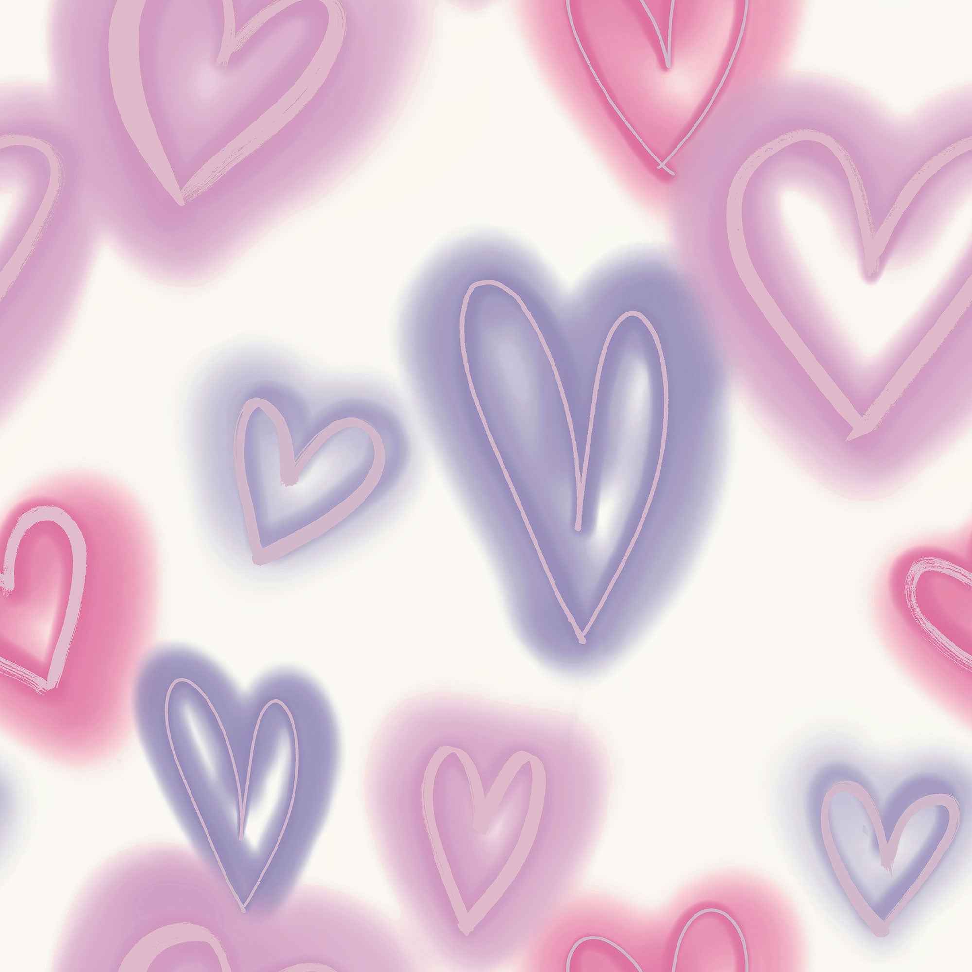 Neon Hearts Purple Lilac Kids and Teens Wallpaper by Galerie