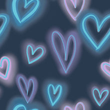 Neon Hearts Blue Kids and Teens Wallpaper by Galerie