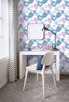 Neon Hearts Blue Kids and Teens Wallpaper by Galerie
