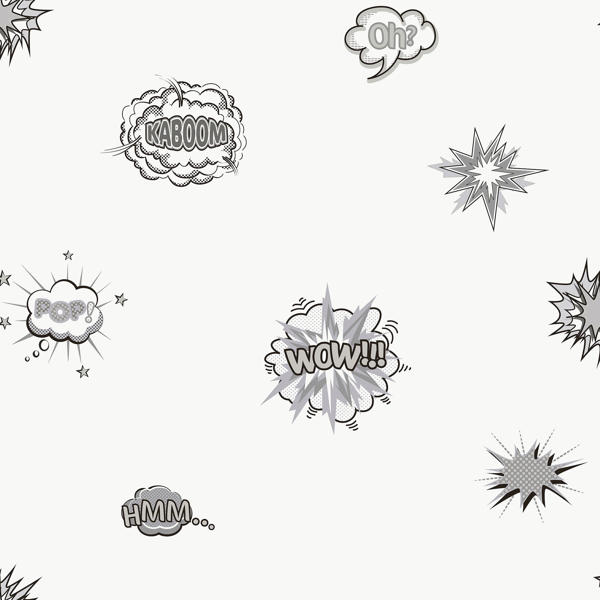 Pop Art Silver Grey Kids and Teens Wallpaper by Galerie