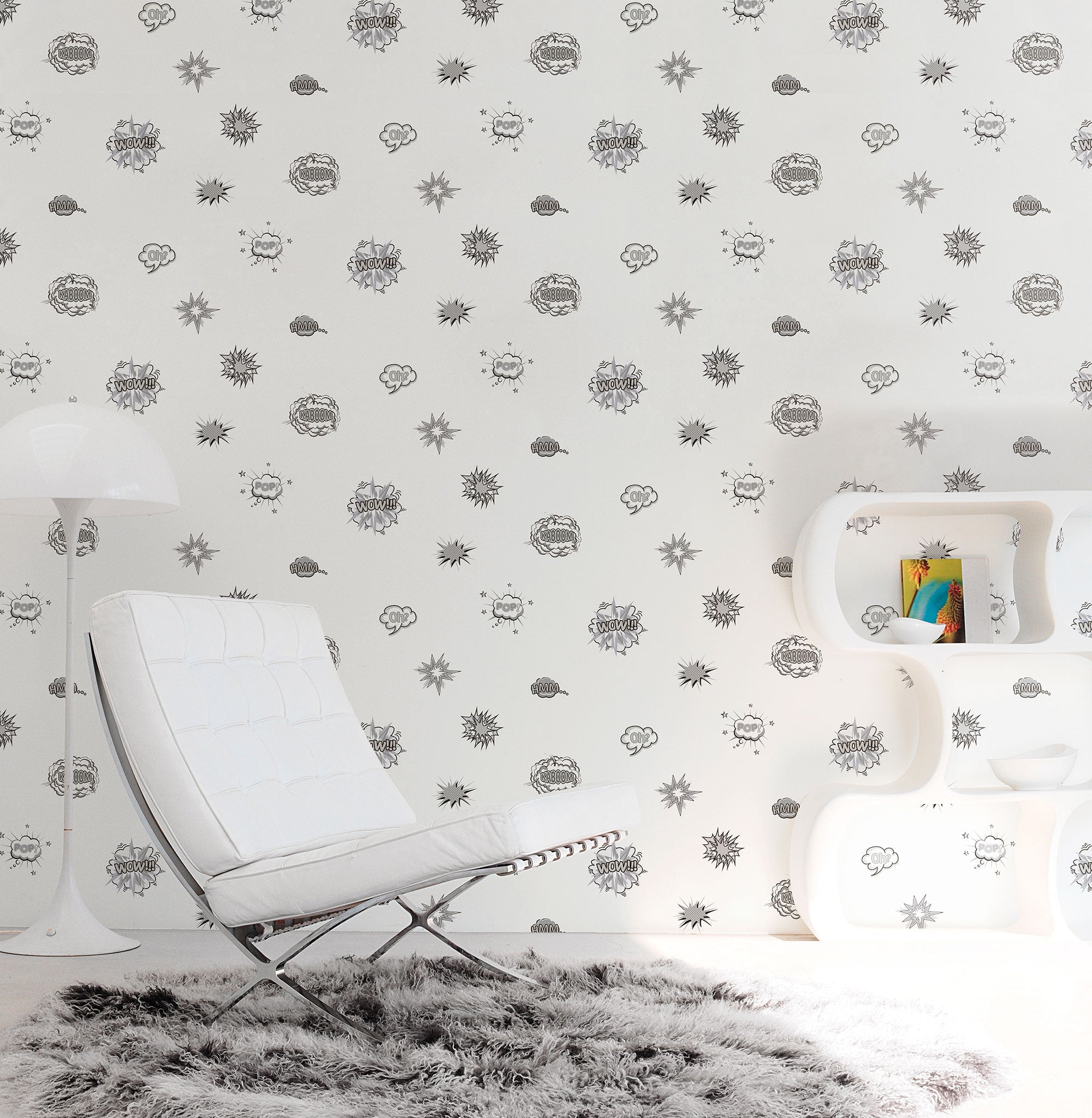 Pop Art Silver Grey Kids and Teens Wallpaper by Galerie