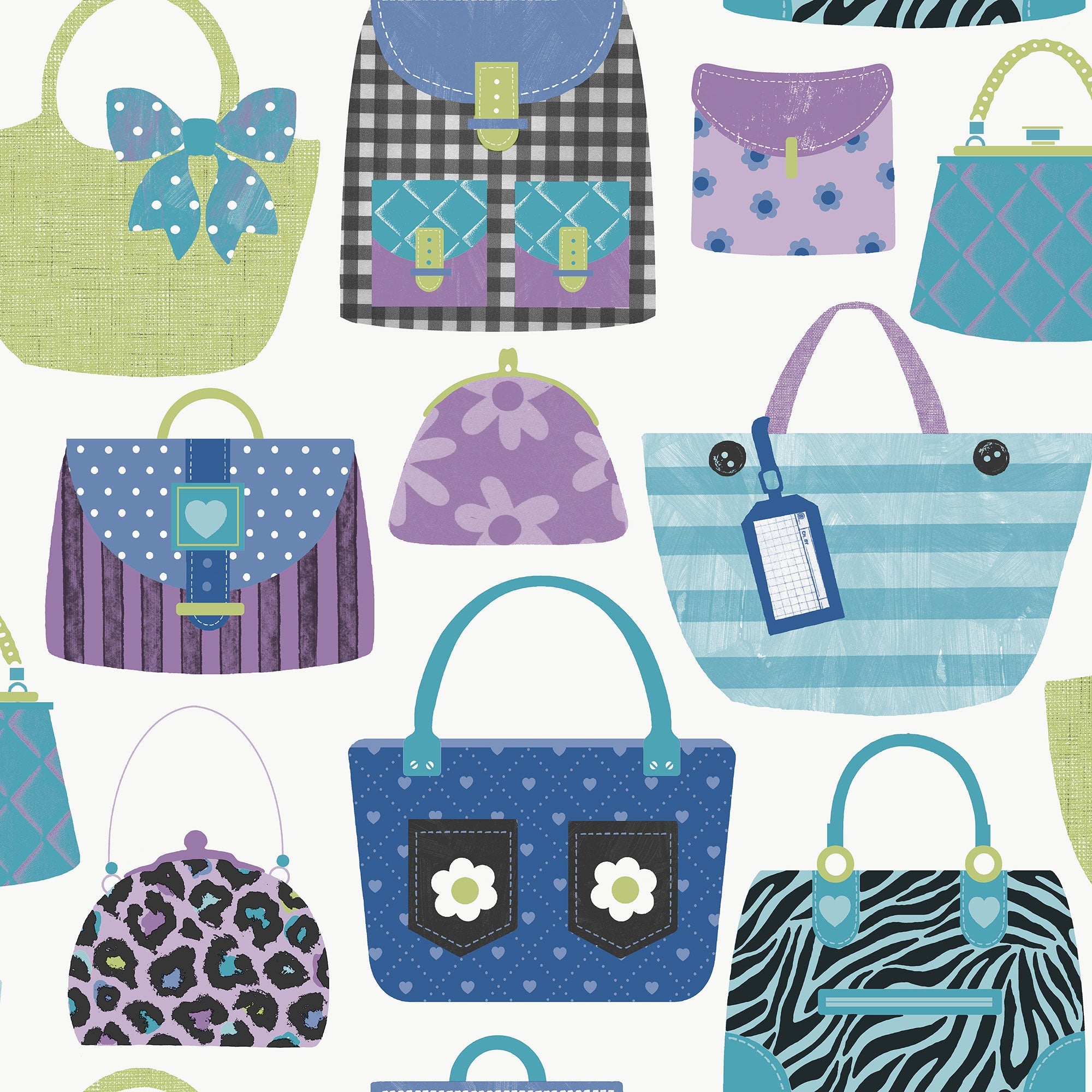 Purses Blue Kids and Teens Wallpaper by Galerie