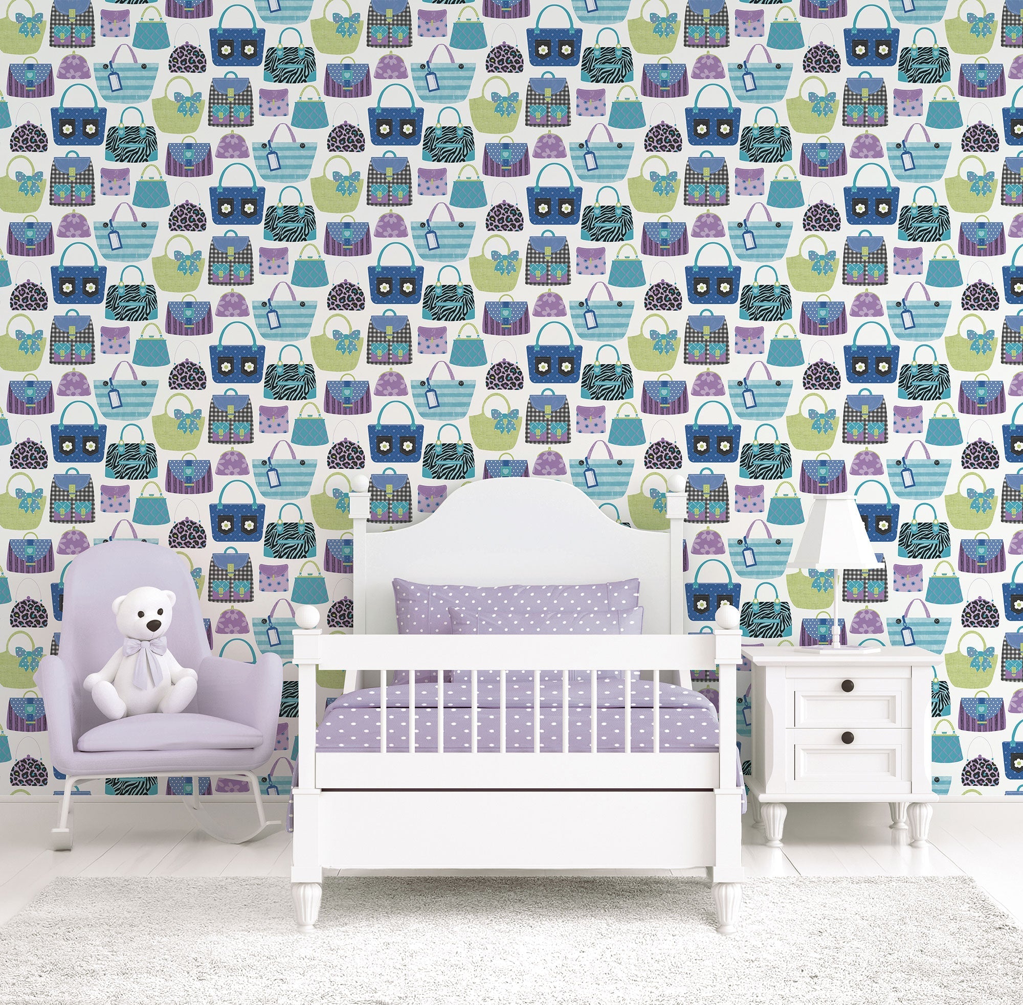 Purses Blue Kids and Teens Wallpaper by Galerie