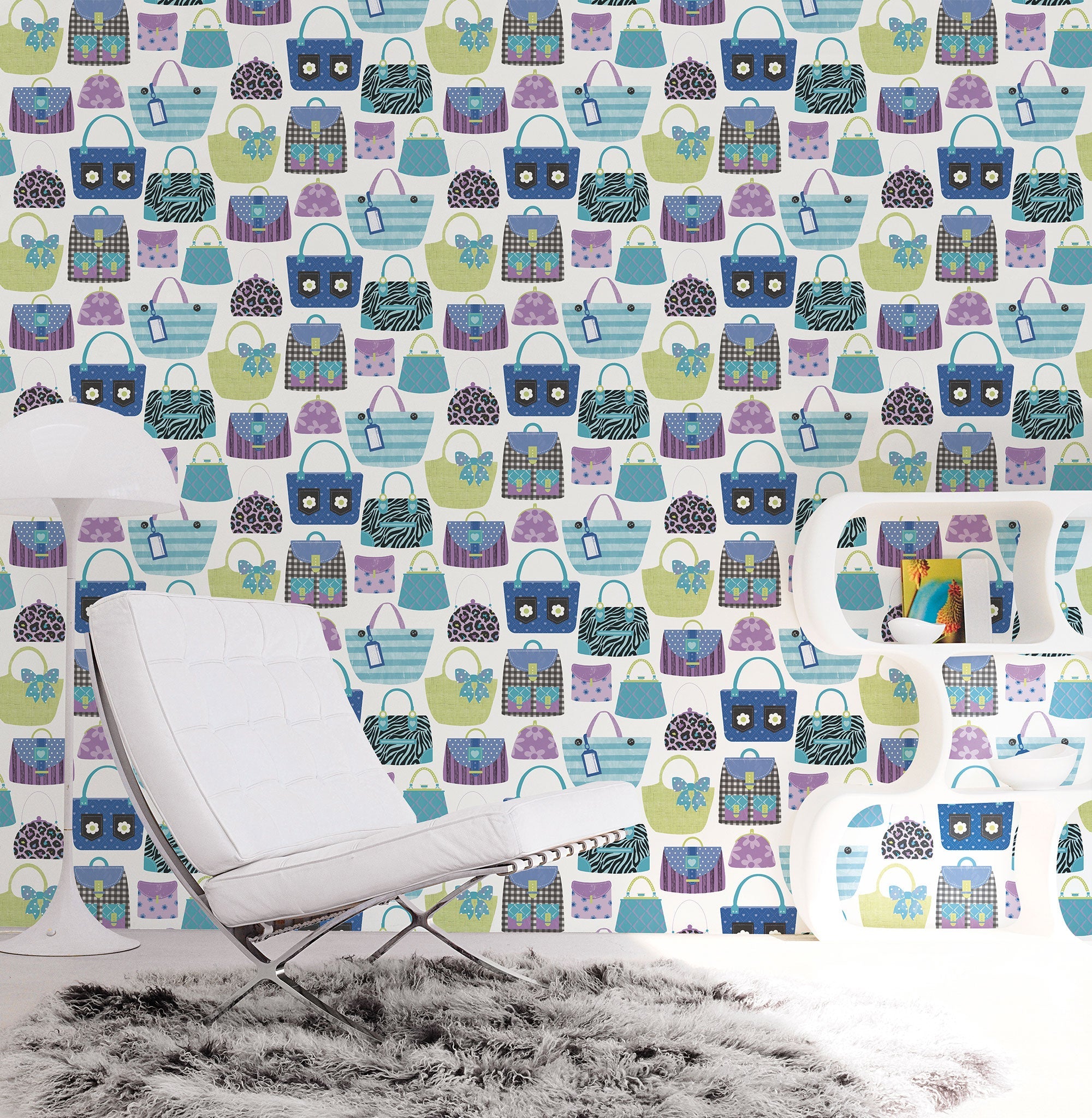 Purses Blue Kids and Teens Wallpaper by Galerie