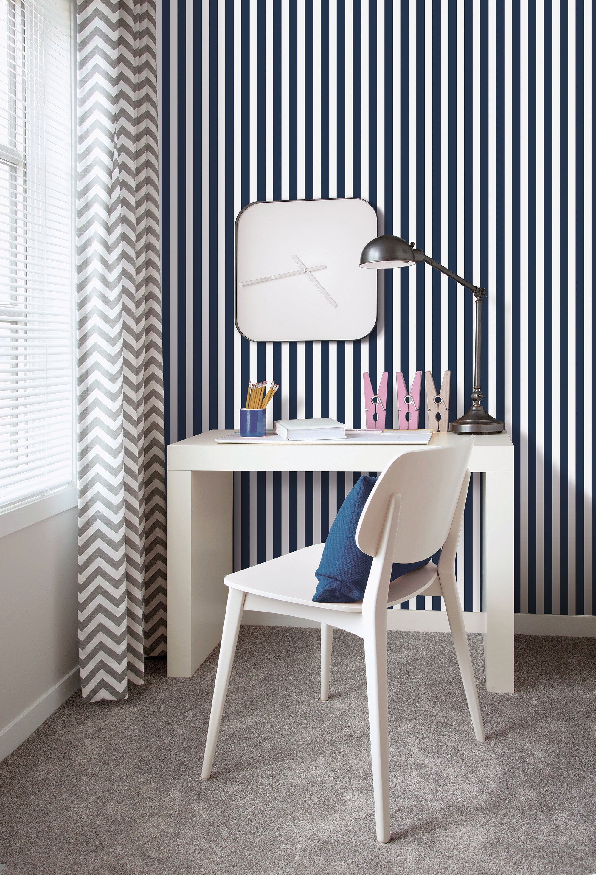 Regency Stripe Blue Kids and Teens Wallpaper by Galerie