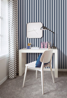 Regency Stripe Blue Kids and Teens Wallpaper by Galerie