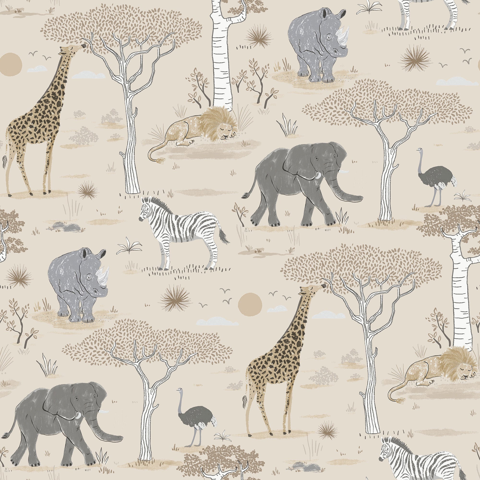 Savannah Beige Kids and Teens Wallpaper by Galerie