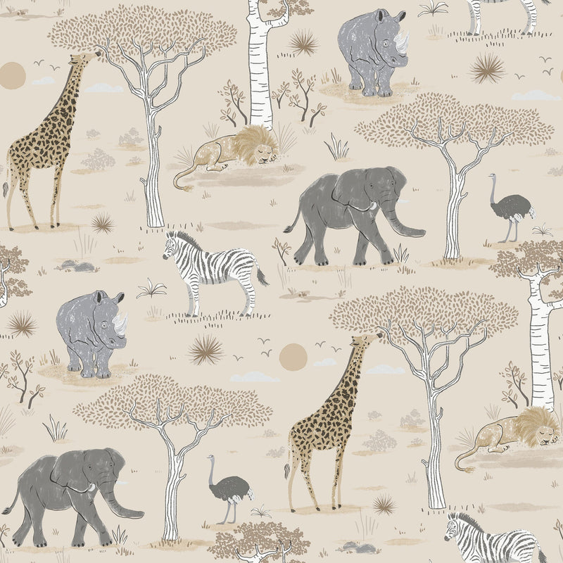 Savannah Beige Kids and Teens Wallpaper by Galerie