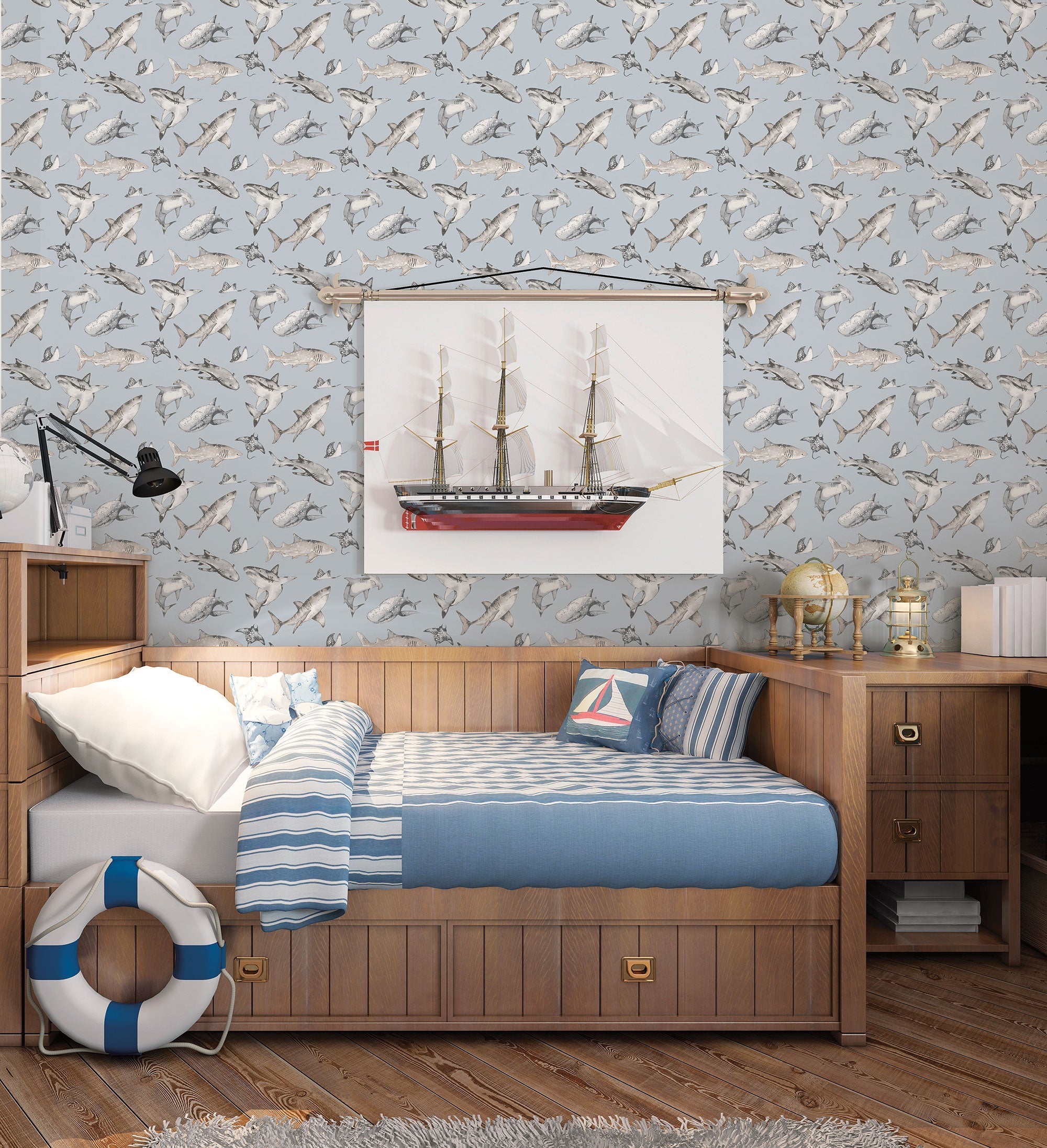 Sharks Blue Kids and Teens Wallpaper by Galerie