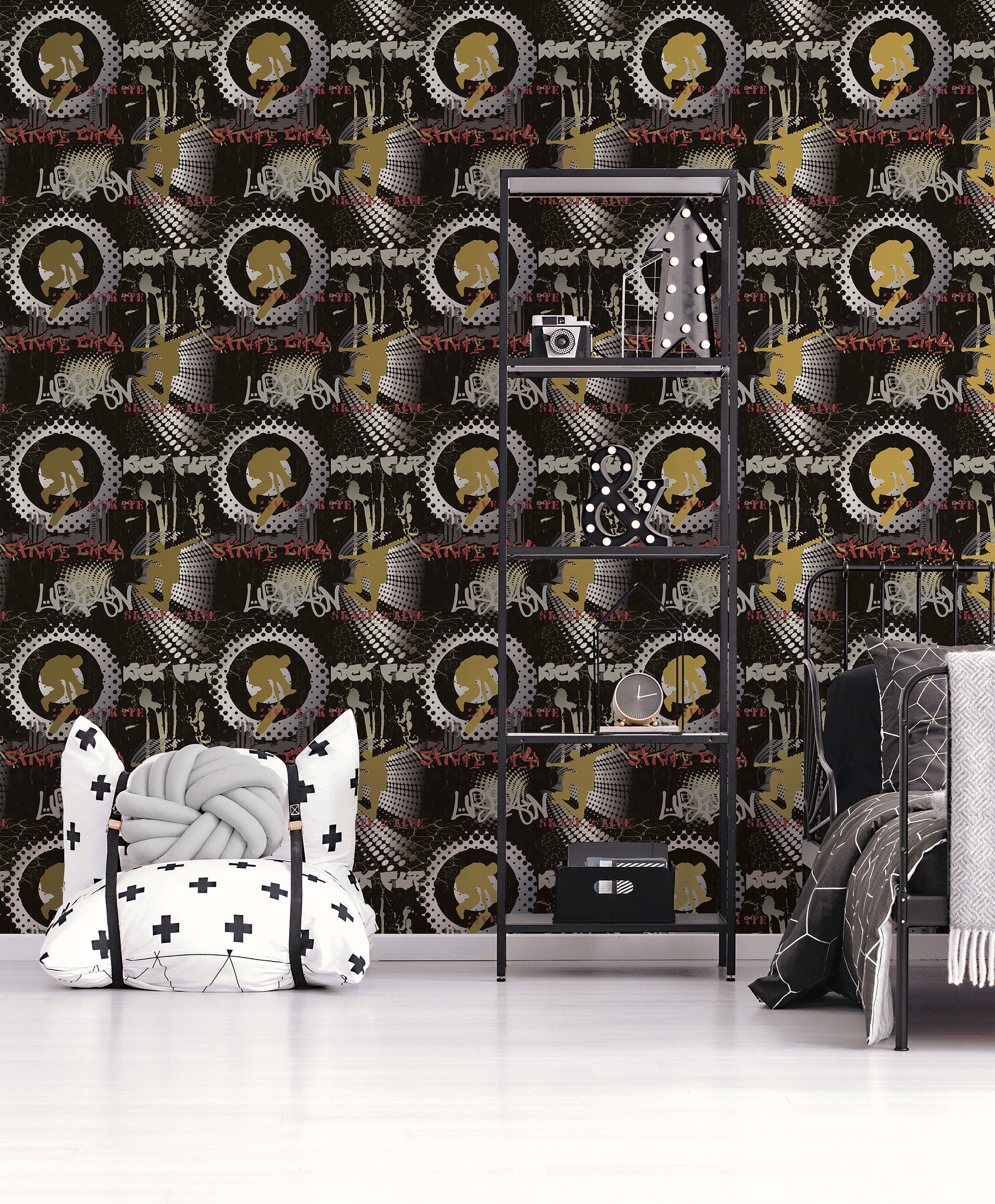 Skater Boy Silver Grey Kids and Teens Wallpaper by Galerie