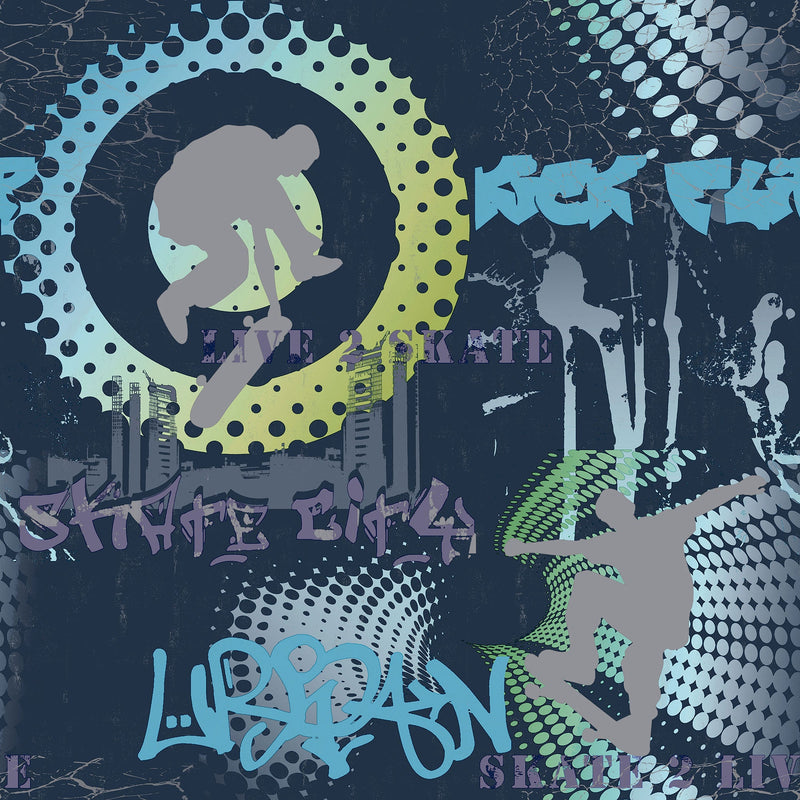 Skater Boy Blue Kids and Teens Wallpaper by Galerie