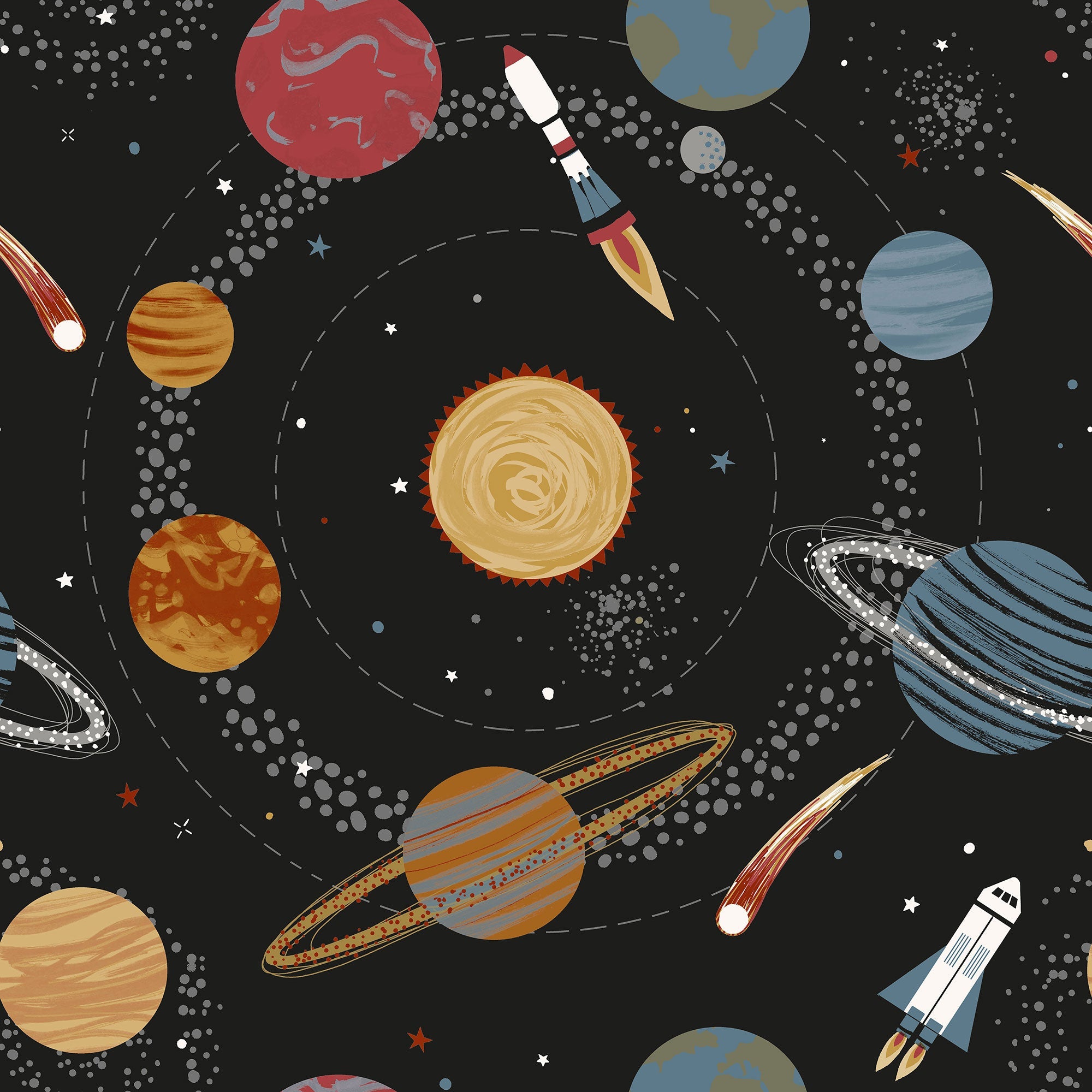 Solar System Black Kids and Teens Wallpaper by Galerie