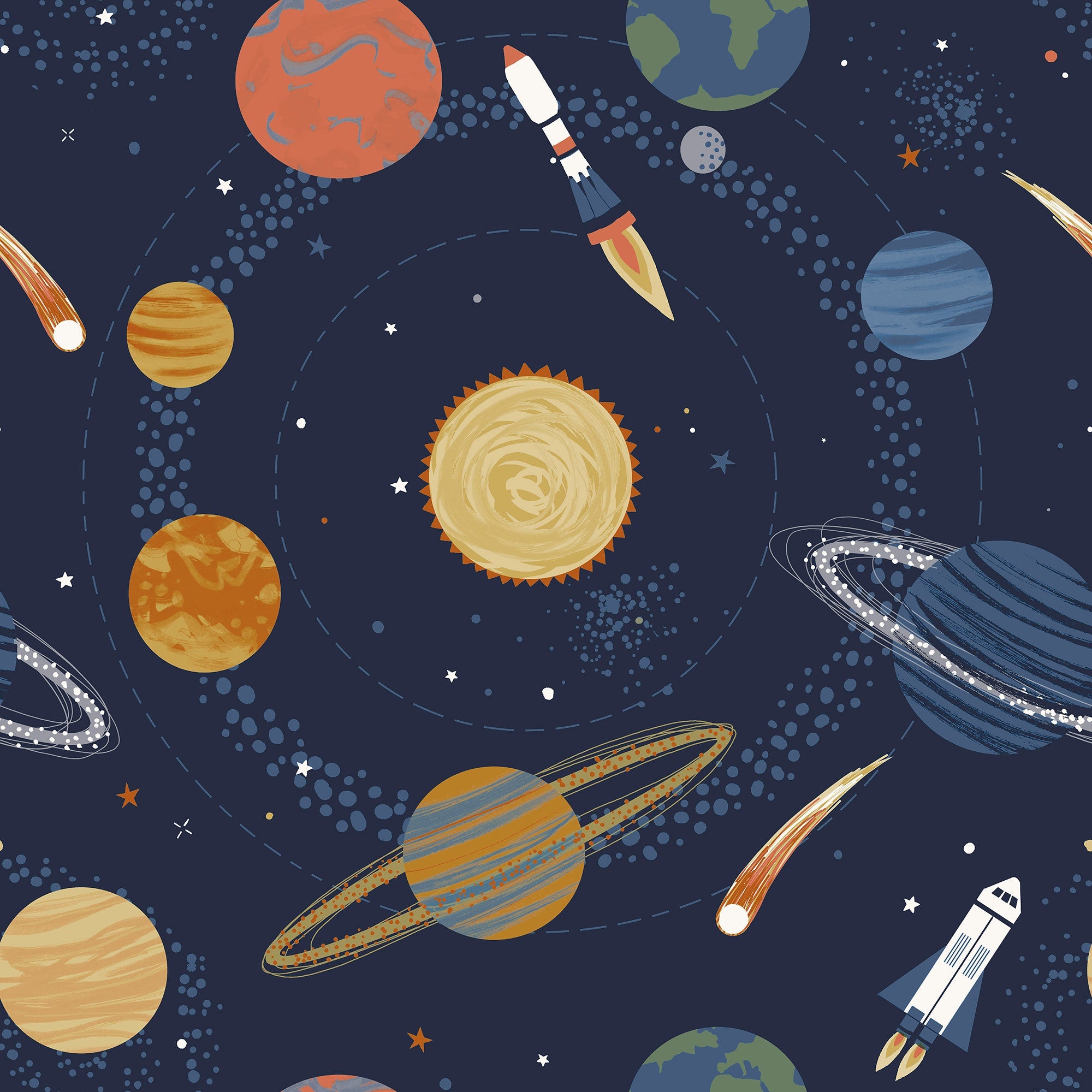 Solar System Blue Kids and Teens Wallpaper by Galerie