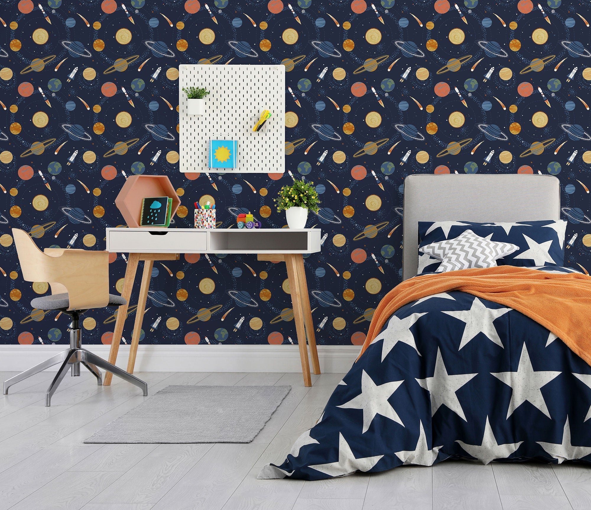 Solar System Blue Kids and Teens Wallpaper by Galerie