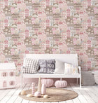 Whimsical Houses Pink Kids and Teens Wallpaper by Galerie