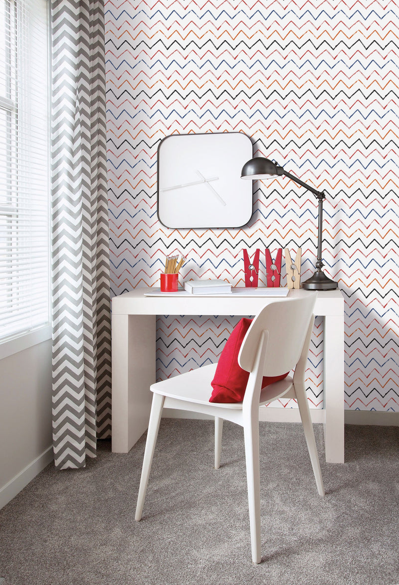 Zig Zag Red Kids and Teens Wallpaper by Galerie