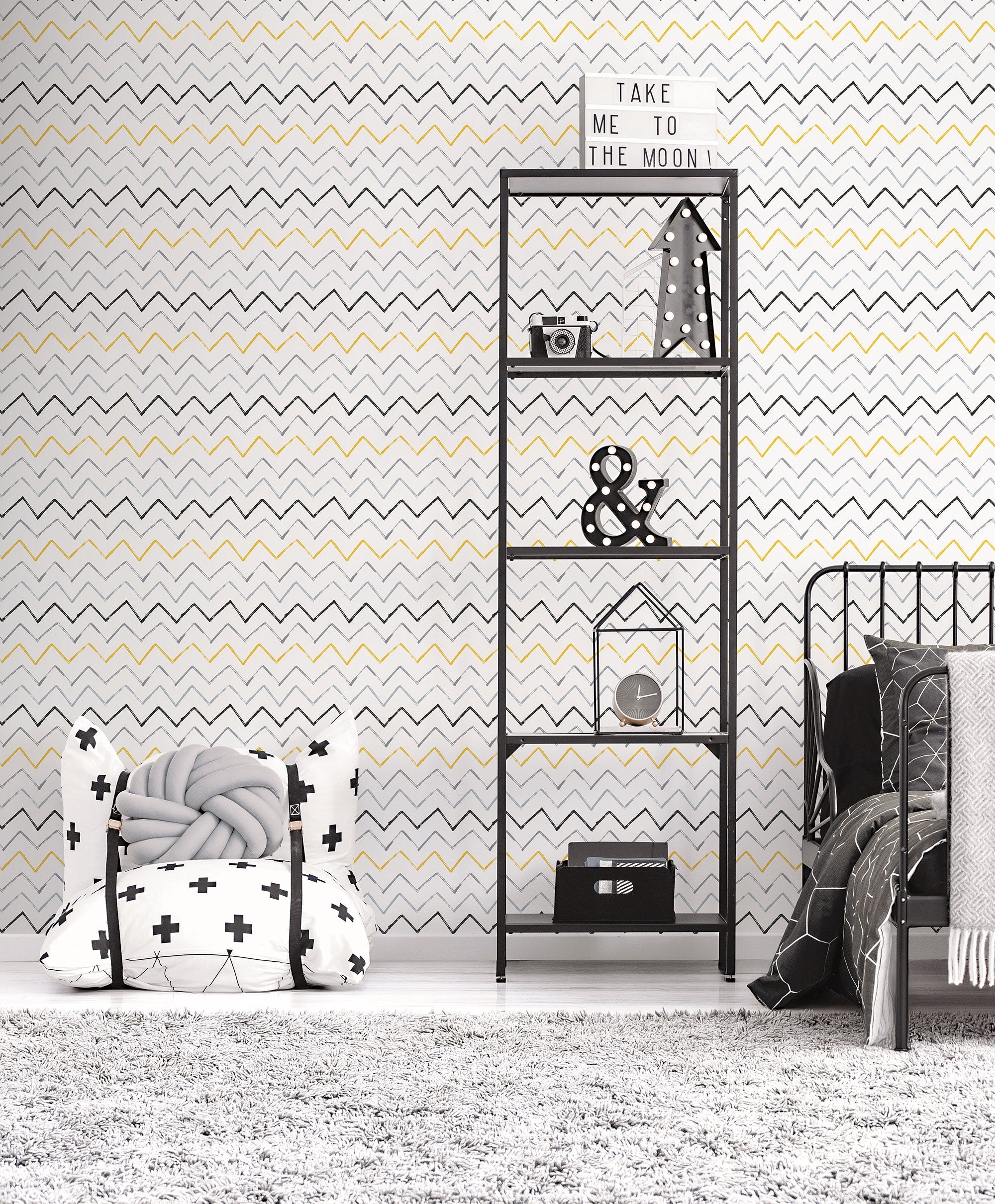 Zig Zag Yellow Kids and Teens Wallpaper by Galerie