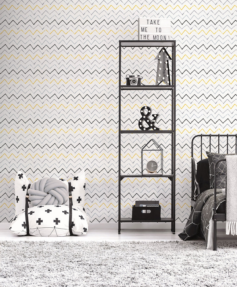 Zig Zag Yellow Kids and Teens Wallpaper by Galerie