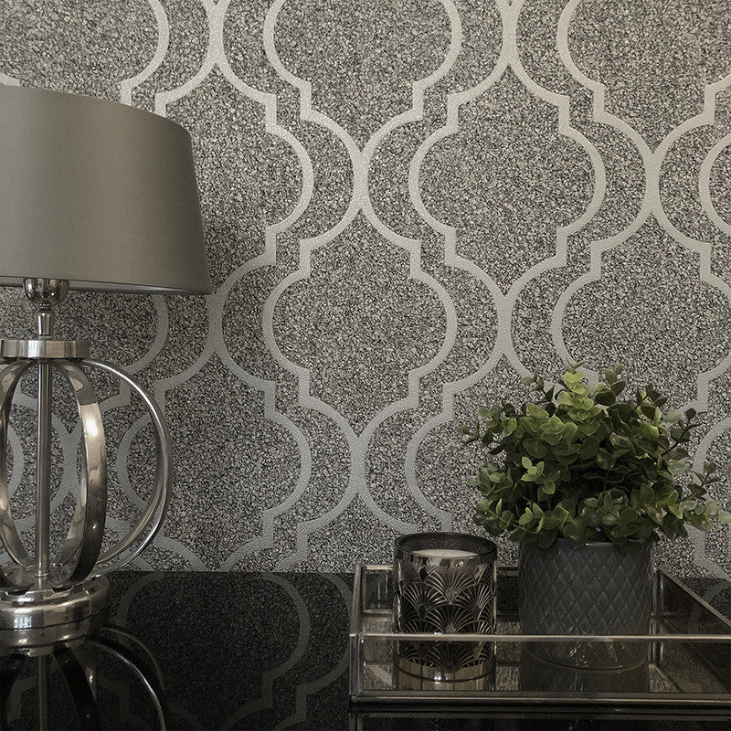 350 Massima Trellis Metallic Silver Wallpaper By Belgravia
