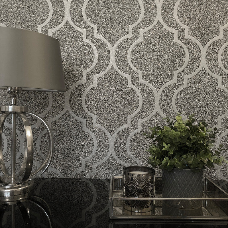 350 Massima Trellis Metallic Silver Wallpaper By Belgravia