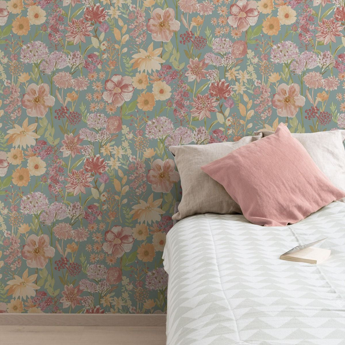 A61604 Wildflowers Pink Blue Wallpaper by Grandeco