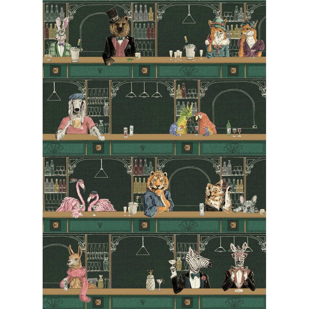 BMCF003/07A Happy Hour Club Green Wallpaper by Brand McKenzie