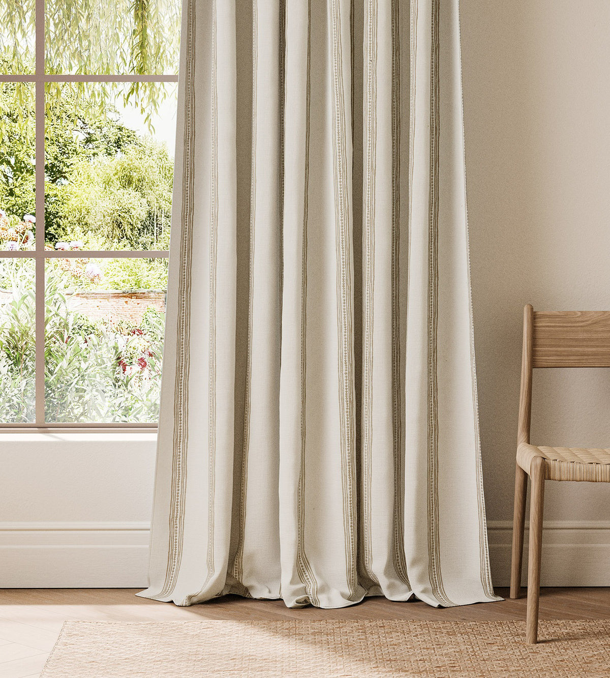 NPOF134835 Harvest Stripe Pebble Pomona Fabric by Scion
