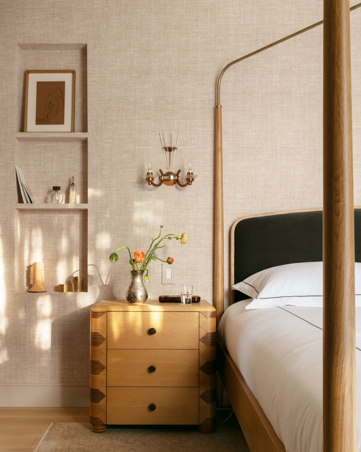 Hemp Vinyl wallpaper by Christopher Farr Cloth in a room setting