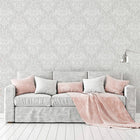 90160 Harlen Woodland Damask Grey Wallpaper by Holden Decor