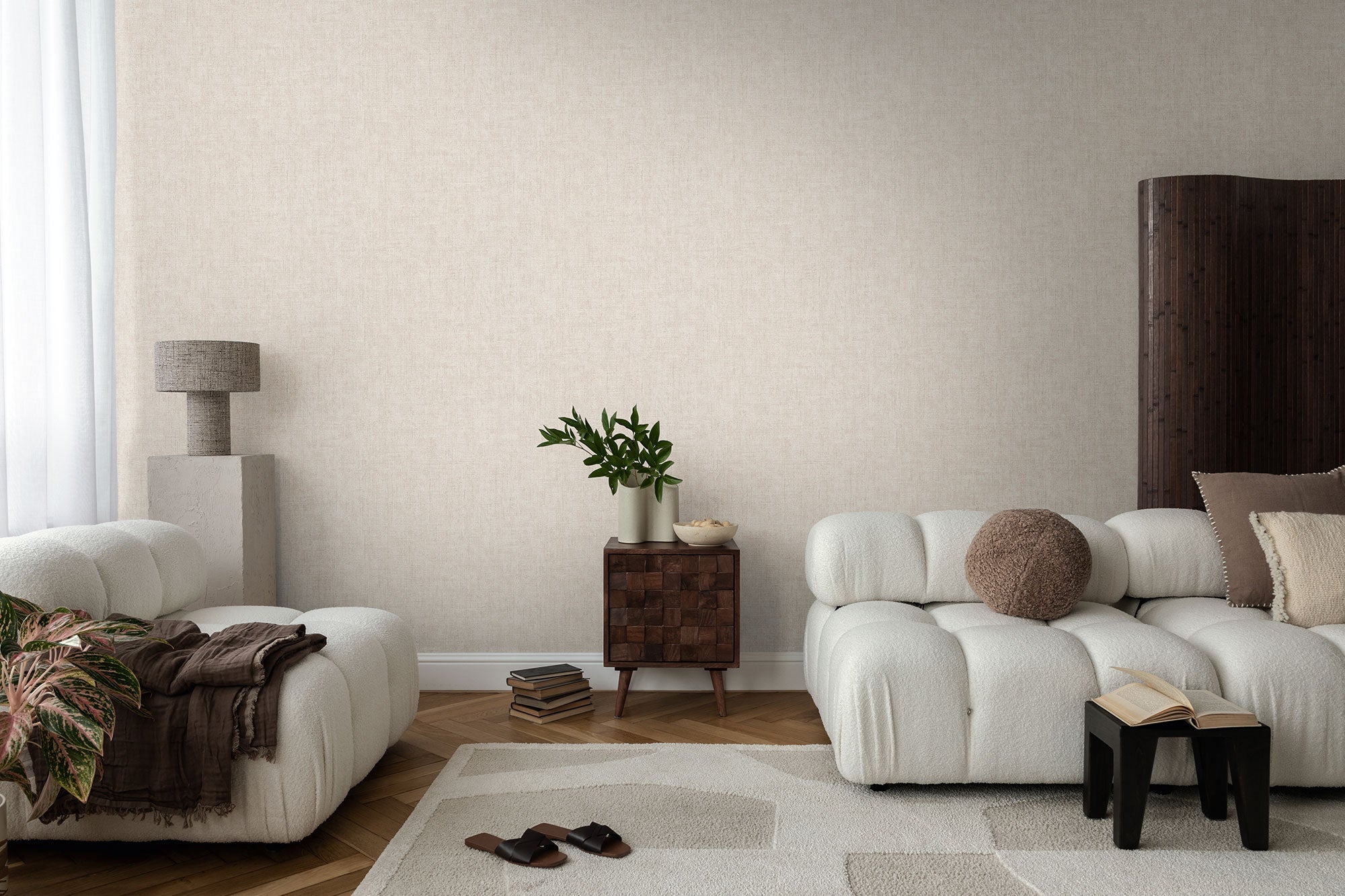Plain Texture Beige Havana 2 Wallpaper by Galerie