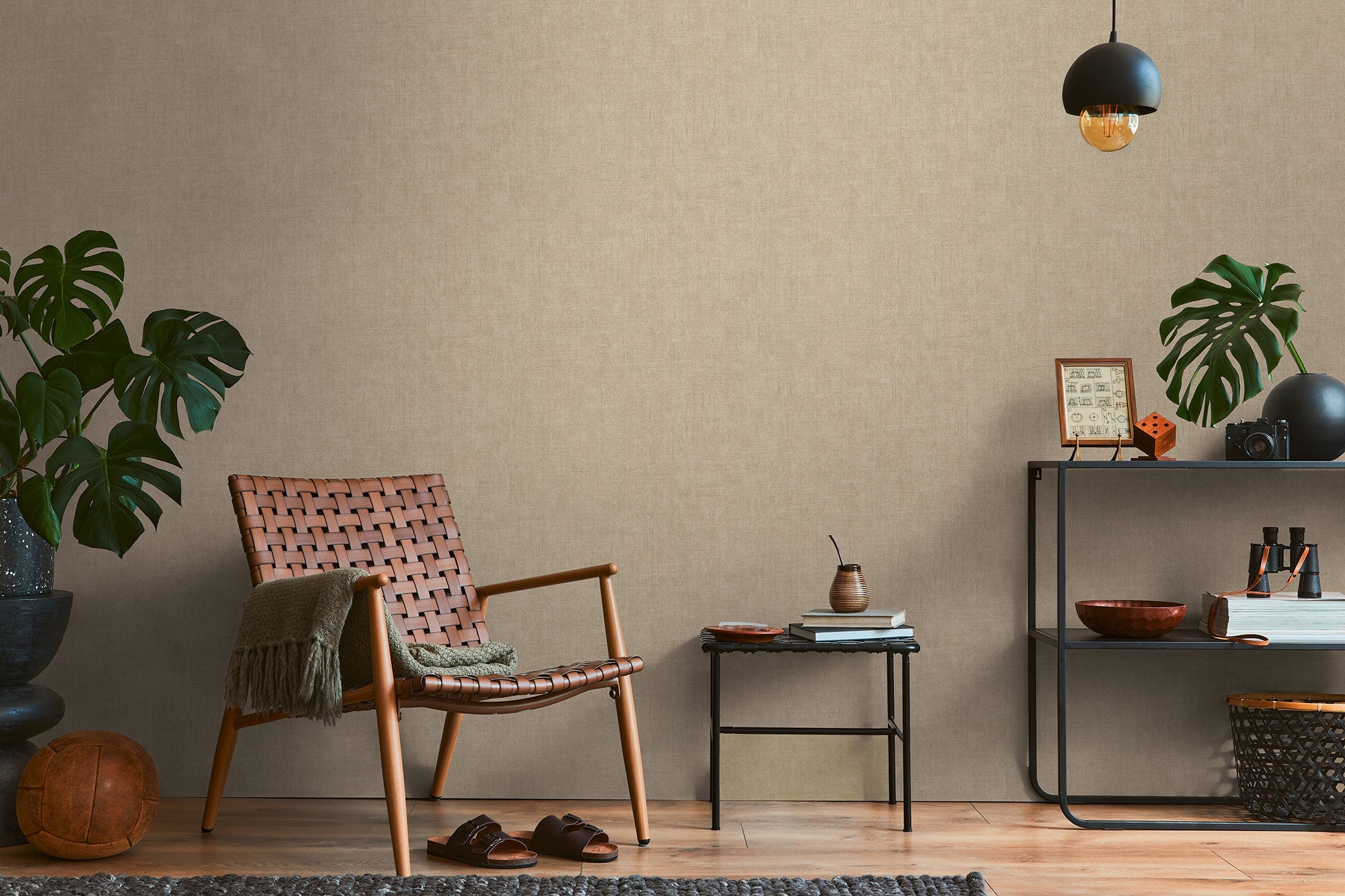 Plain Texture Bronze Brown Havana 2 Wallpaper by Galerie