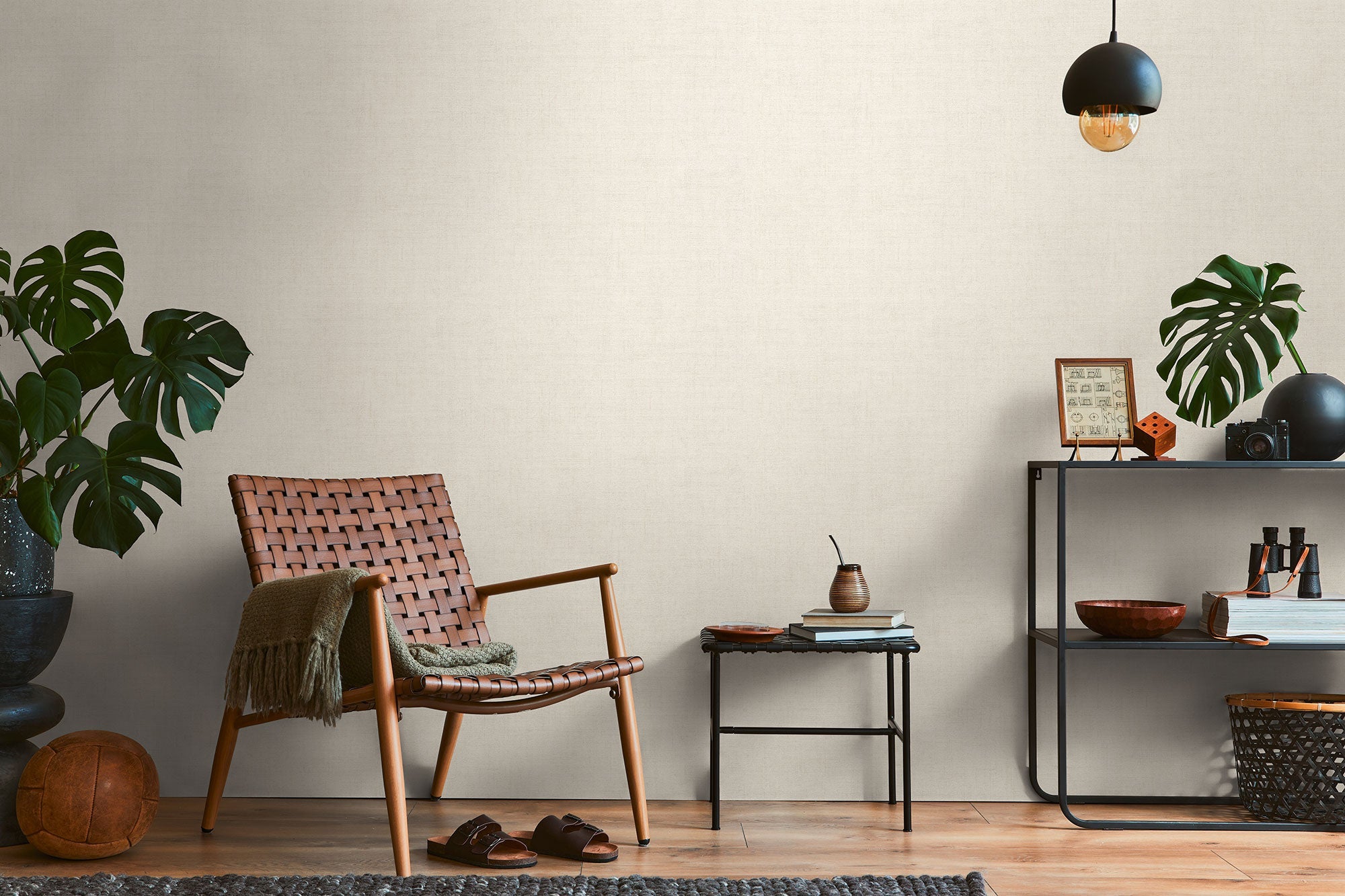 Plain Texture Beige Havana 2 Wallpaper by Galerie