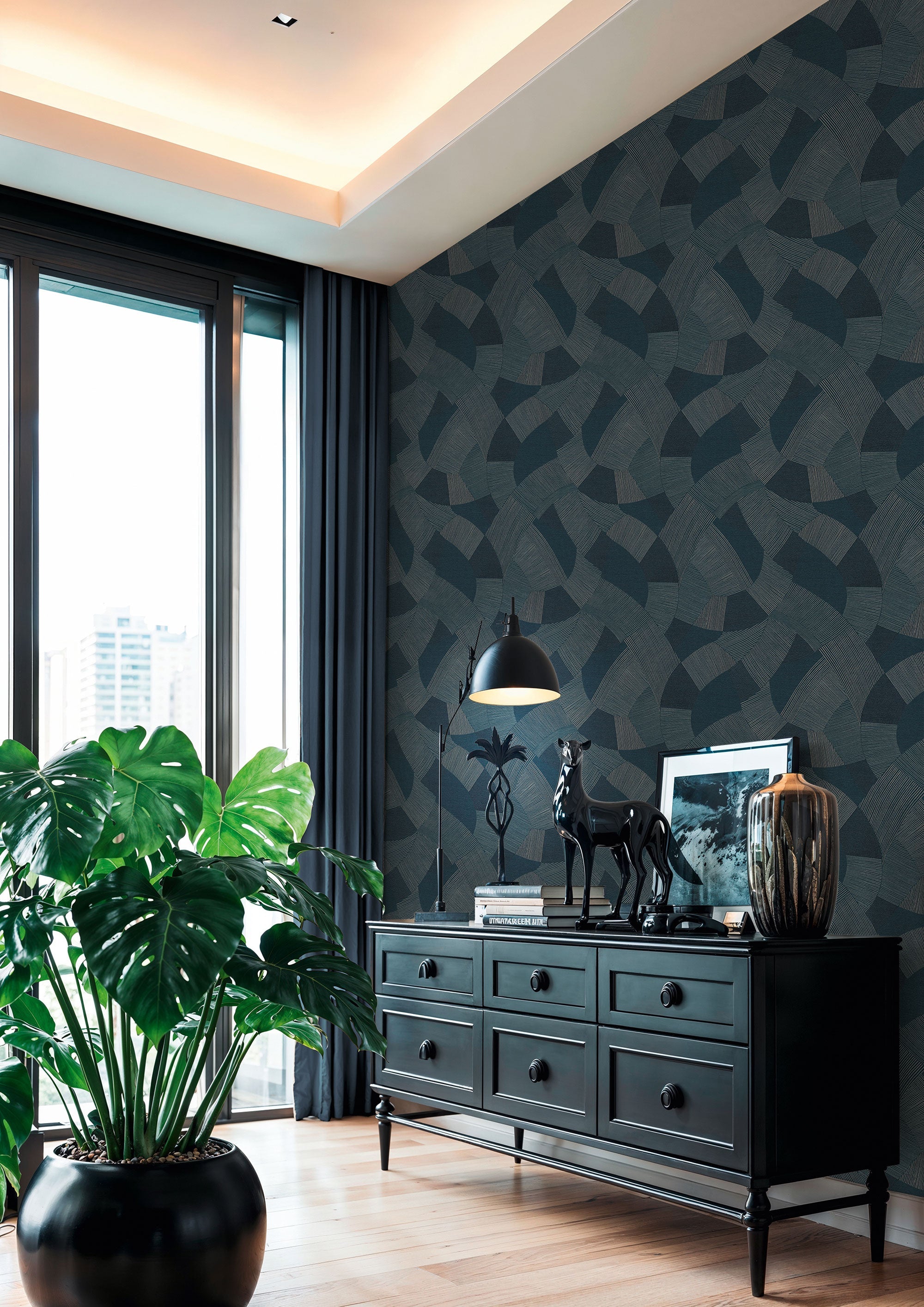 Geometric Blue Havana 2 Wallpaper by Galerie