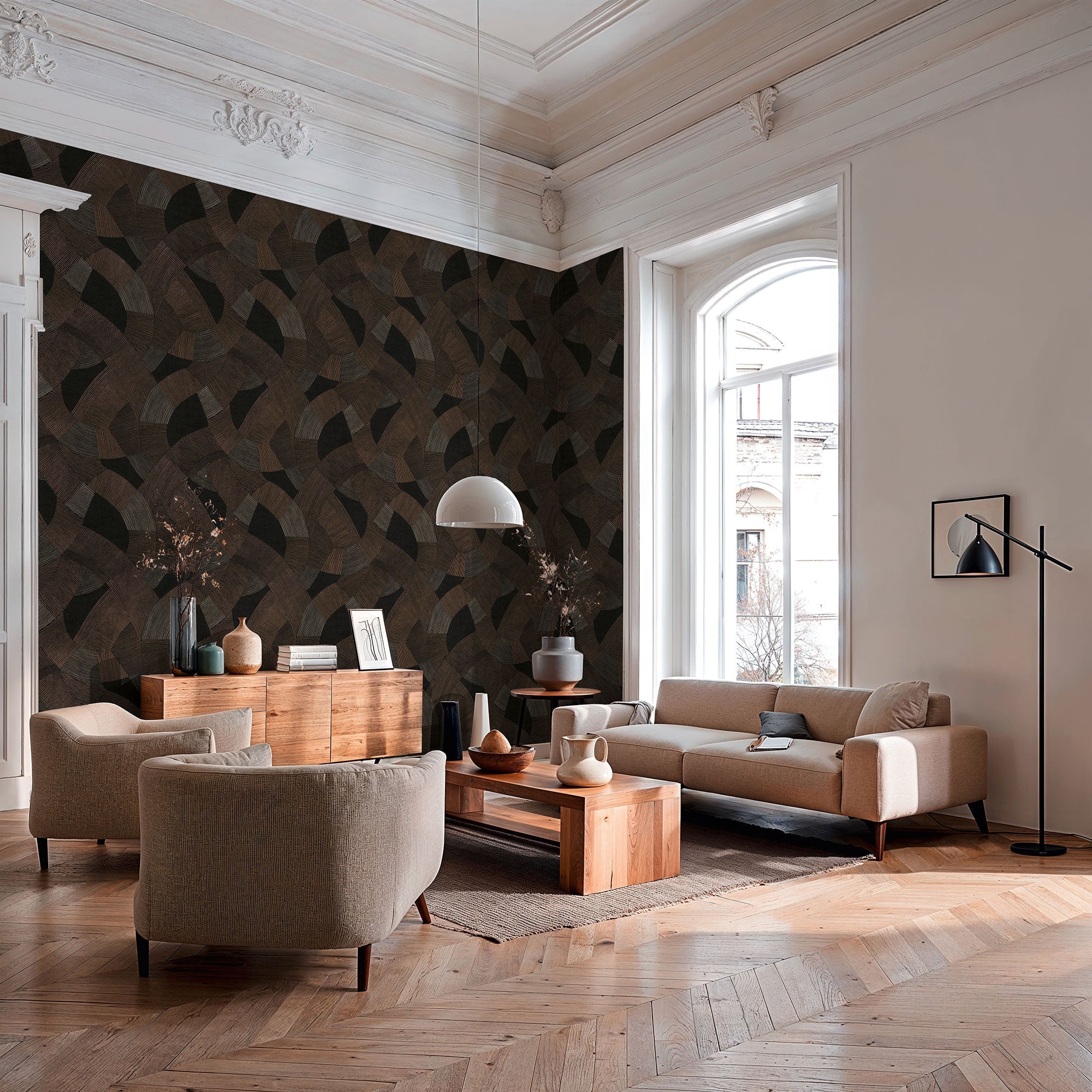 Geometric Bronze Brown Havana 2 Wallpaper by Galerie