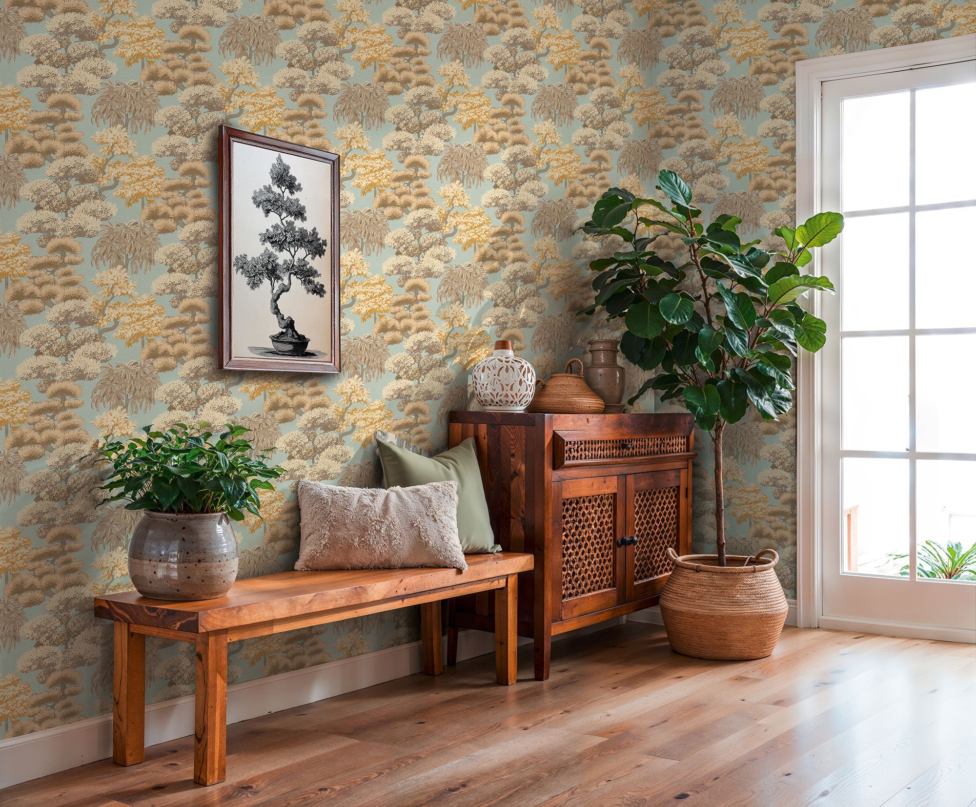 Tree Leaf Beige Havana 2 Wallpaper by Galerie