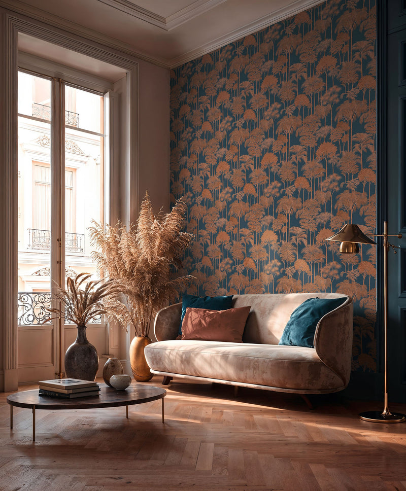 Tree Leaf Blue Havana 2 Wallpaper by Galerie