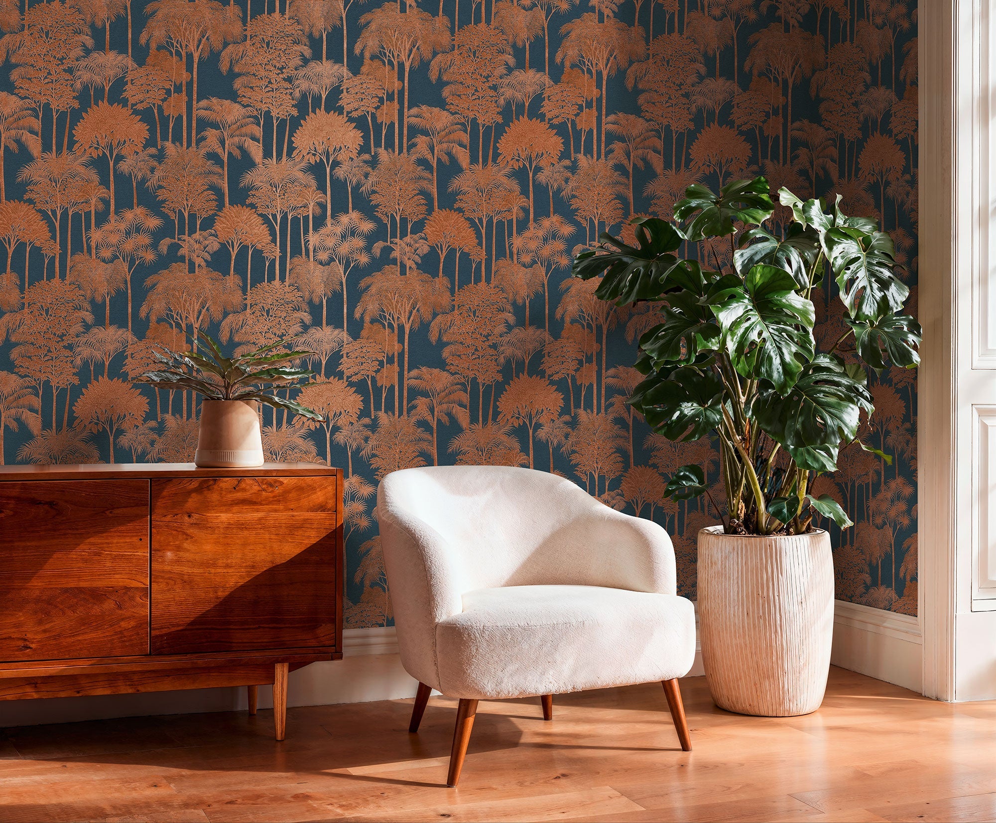 Tree Leaf Blue Havana 2 Wallpaper by Galerie