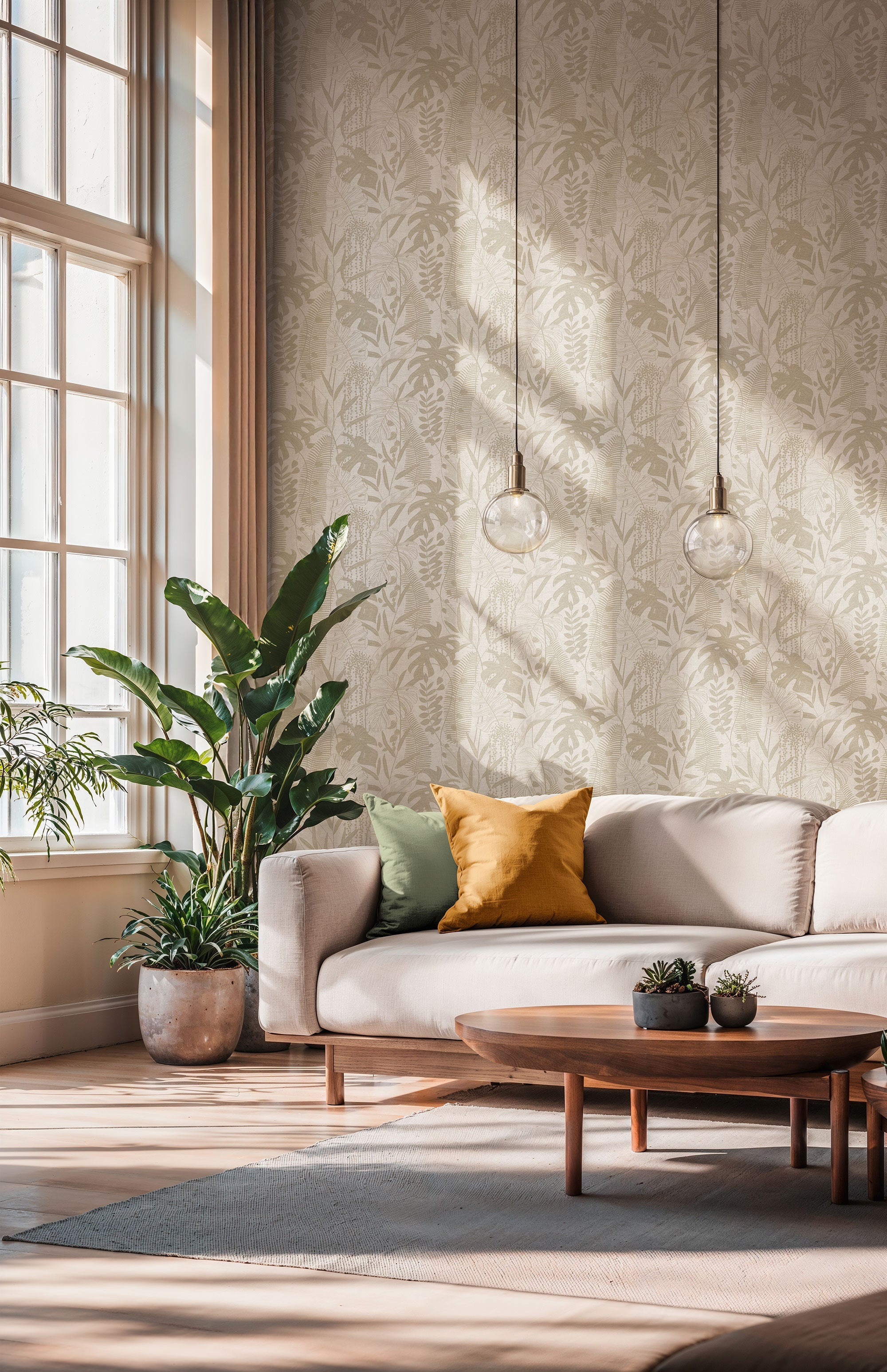 Tree Leaf Beige Havana 2 Wallpaper by Galerie