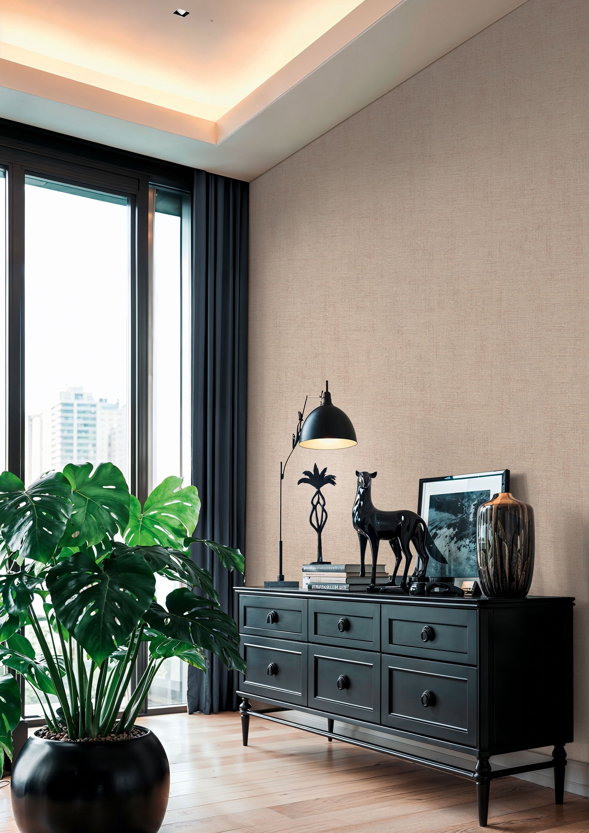 Plain Texture Beige Havana 2 Wallpaper by Galerie
