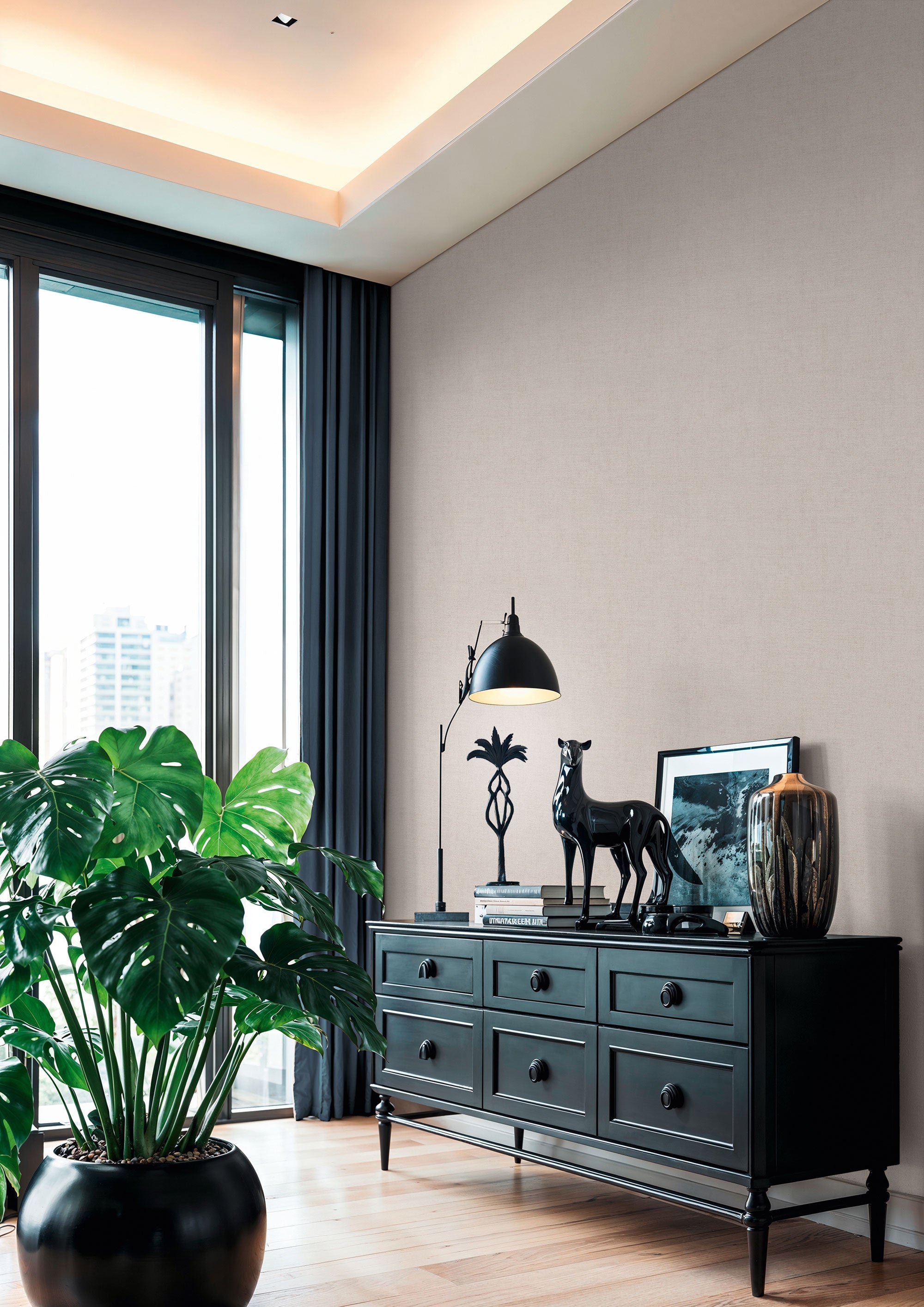 Plain Texture Silver Grey Havana 2 Wallpaper by Galerie