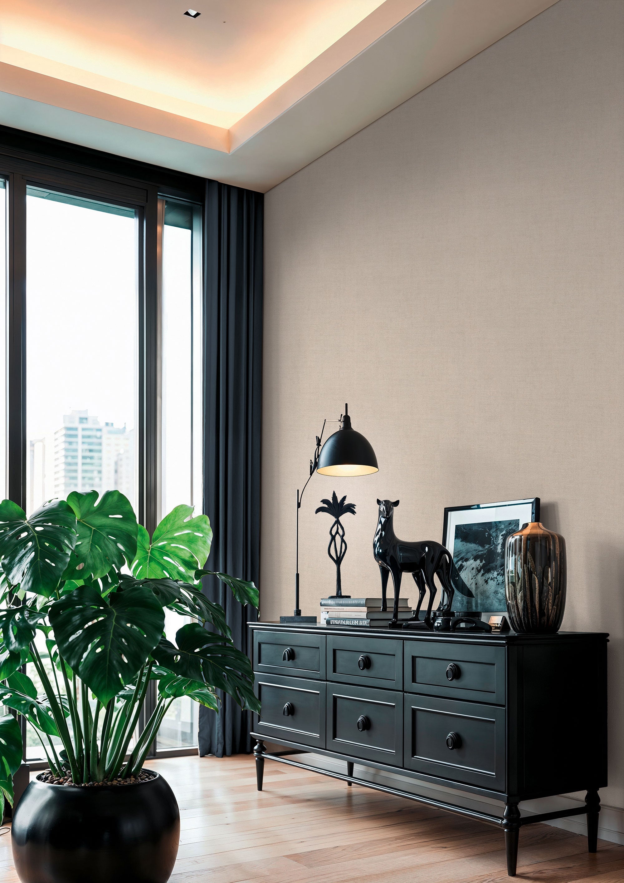 Plain Texture Beige Havana 2 Wallpaper by Galerie