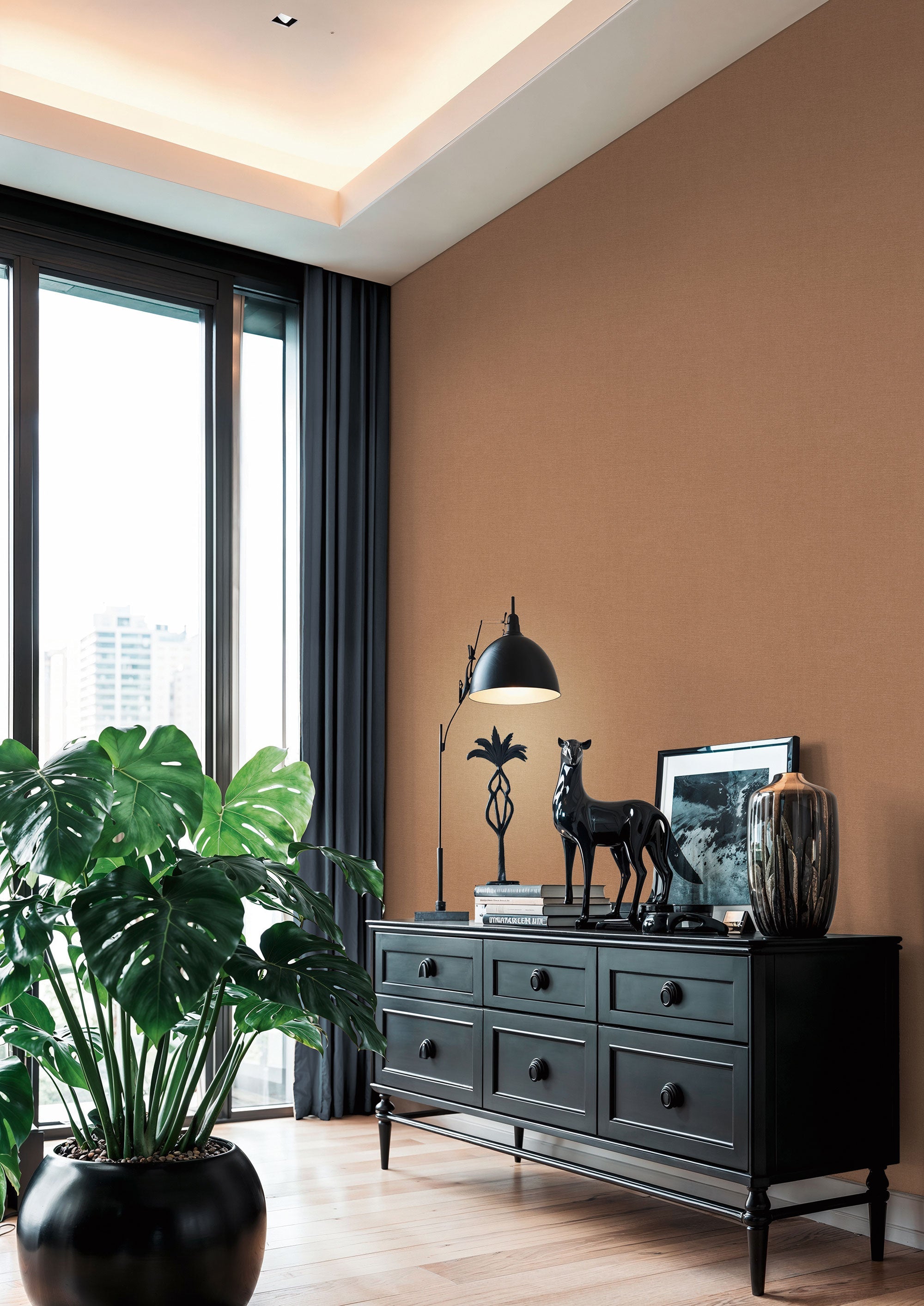 Plain Texture Orange Havana 2 Wallpaper by Galerie